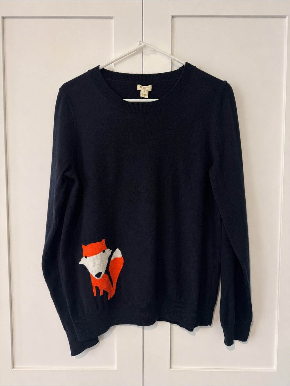 J Crew navy blue fox sweater